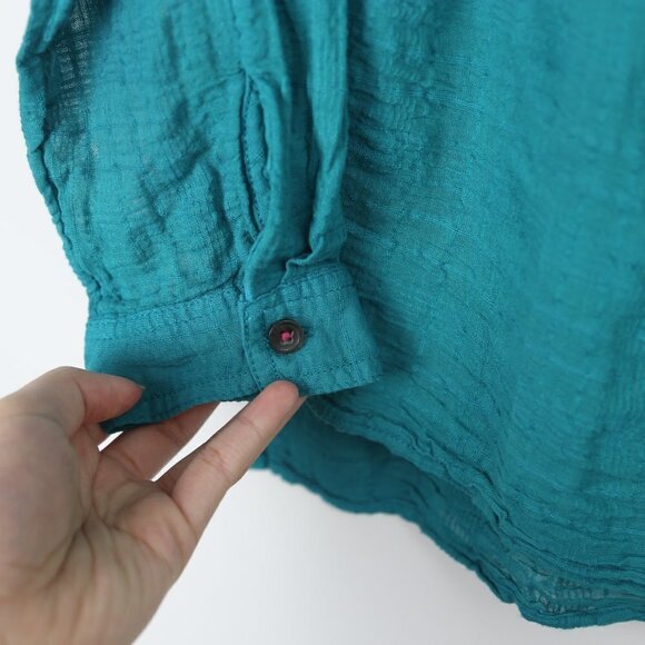 Anthropologie Pilcro and the Letterpress Mila Teal Draped Button Top Size Small - Picture 3 of 8